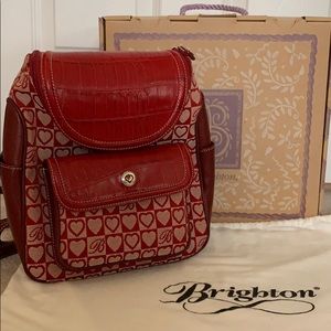 Authentic Brighton Julia Backpack Red with Hearts!